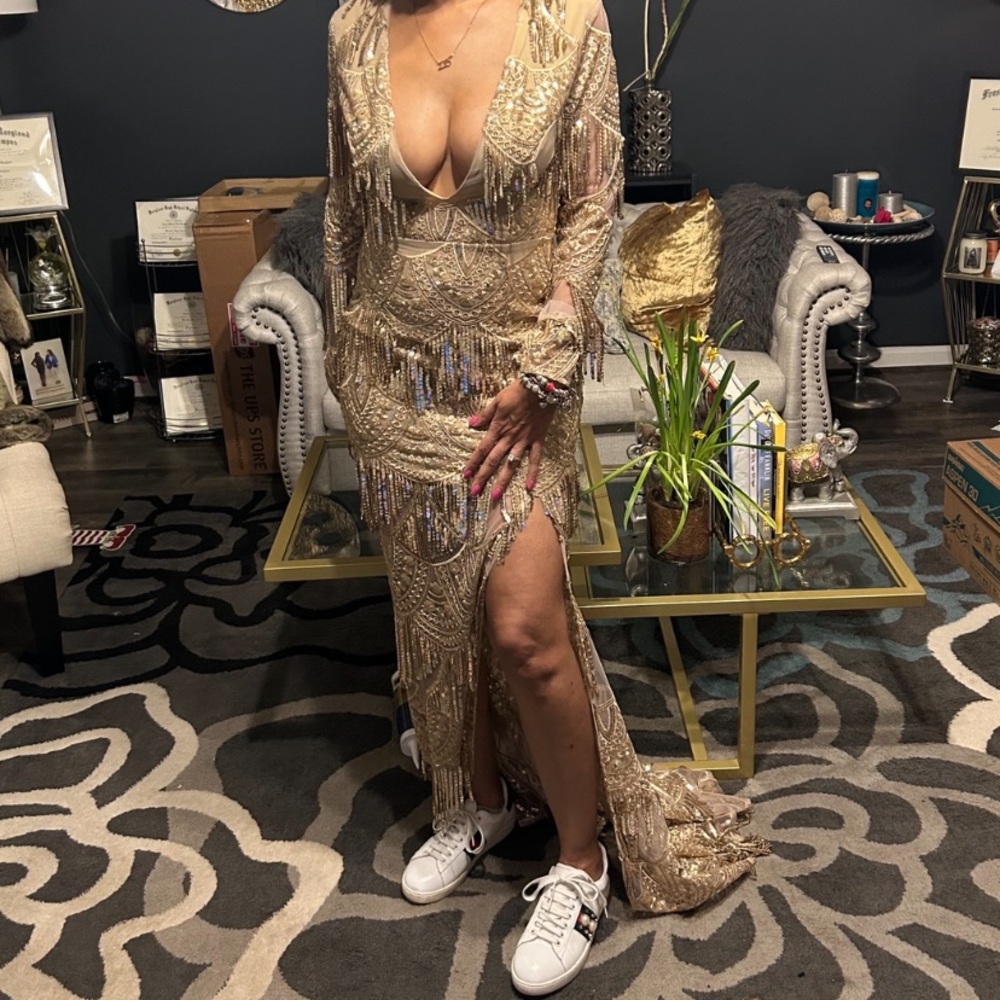 Gold sequin dress